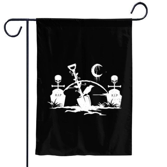 Gothic Graveyard Vintage Crow Lover Skull Fanatic Garden Flags