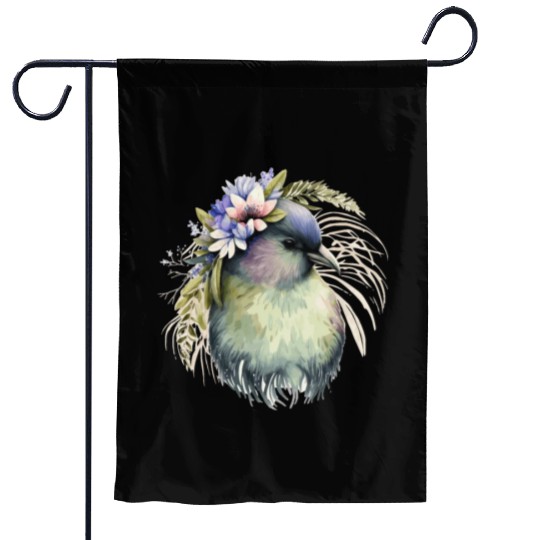 Cute Kiwi Bird Flower Crown Floral Exotic Birds Garden Flags