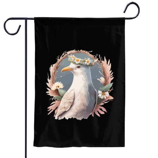 Seagull Bird Flower Crown Floral Seabirds Garden Flags
