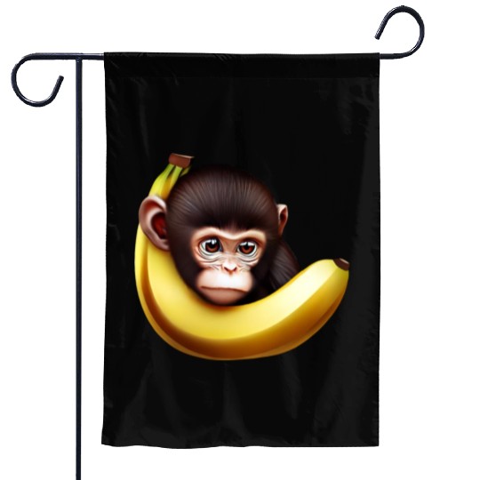 Monkey hide and seek banana Garden Flags