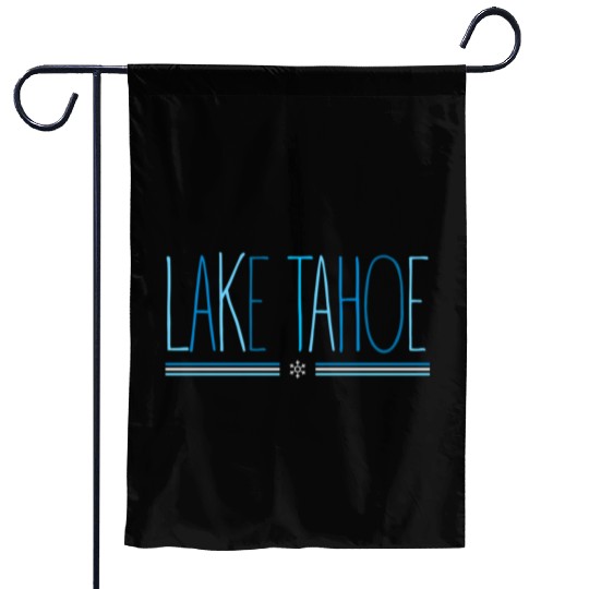 Lake Tahoe Winter Snowflake Blue Lettering Garden Flags