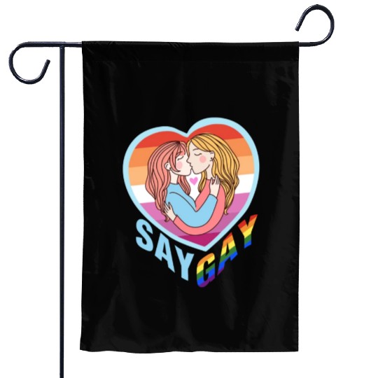 Say Gay Lesbian Couple Garden Flags