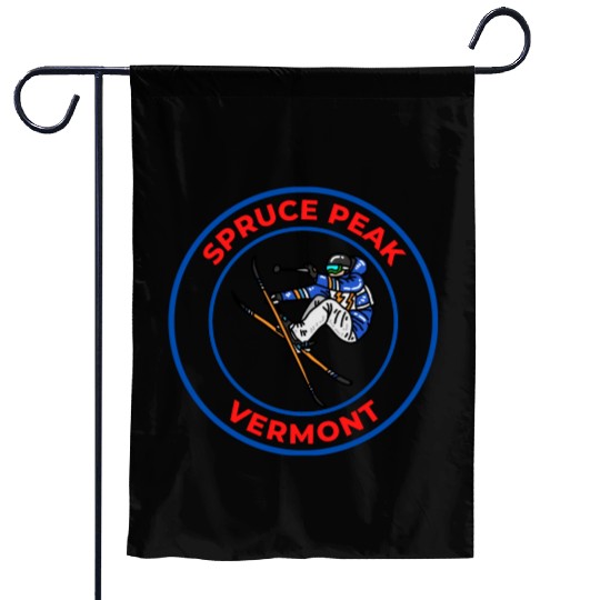 Retro Cool Skiing in Spruce Peak Vermont Souvenir Garden Flags