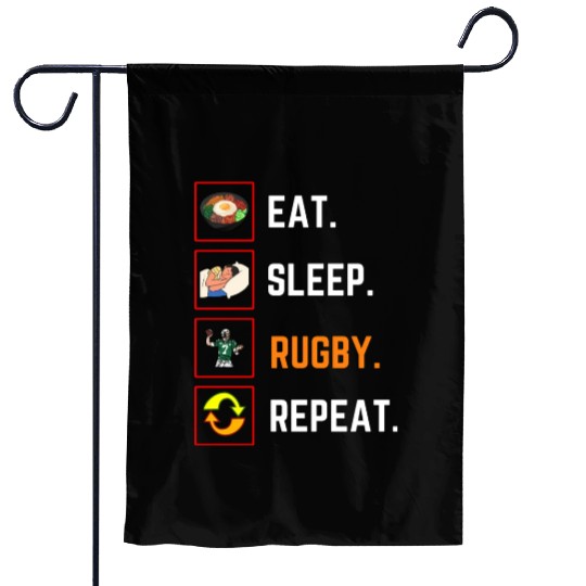 Funny Eat Sleep rugby Repeat Gift Garden Flags