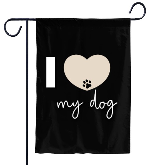 I Love My Dog Beige Heart Garden Flags