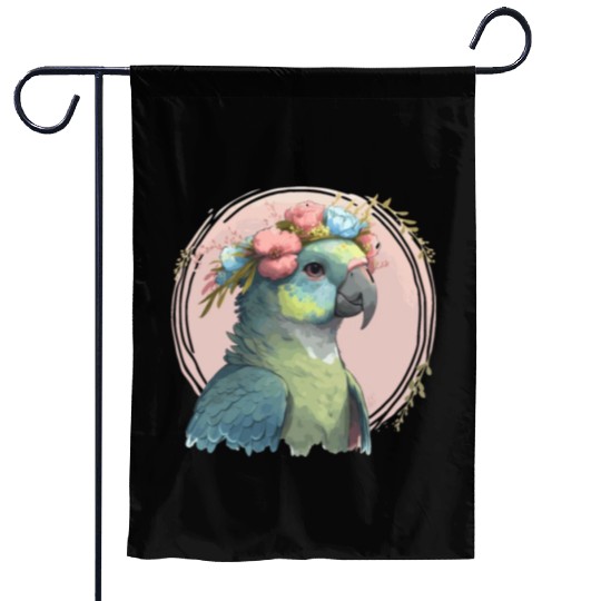 Cute Hahn's Macaw Bird Flower Crown Pet Birds Garden Flags