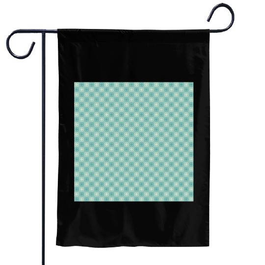 Teal Geometric Floral Retro Pattern Garden Flags