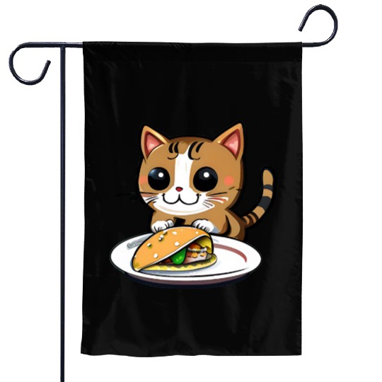 Cute Cat and Taco: A Playful Combination for Your Garden Flags