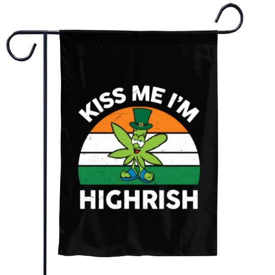 St Patricks Day Kiss Me Im Highrish Marijuana Garden Flags