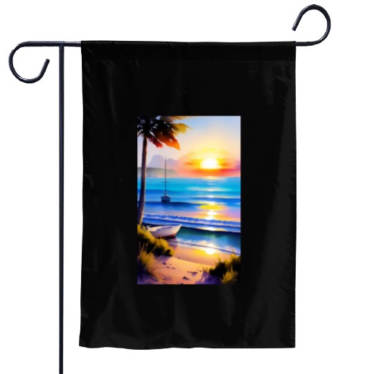 A sunrise with a seaside view-2 Garden Flags