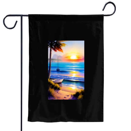 A sunrise with a seaside view-2 Garden Flags