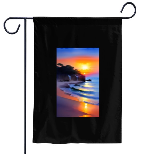 A sunrise with a seaside view Garden Flags