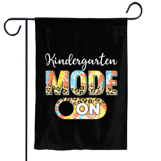 Tie Dye Back To School Kindergarten Mode On Leopar Garden Flags