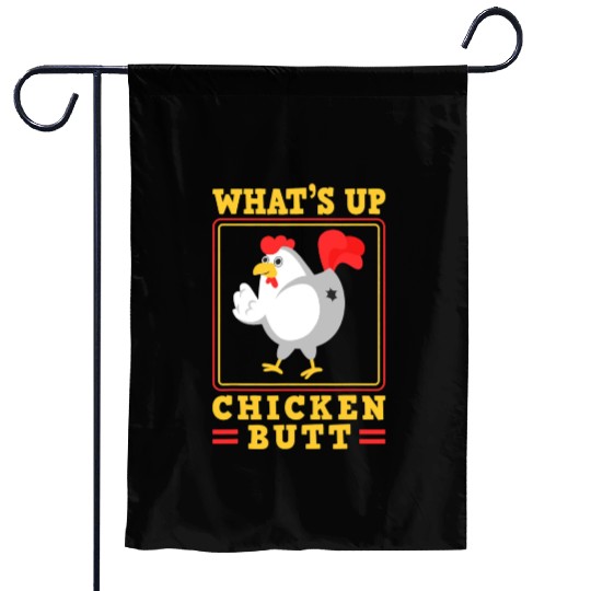 Funny Farmer Animal Pet Whats Up Chicken Butt Garden Flags