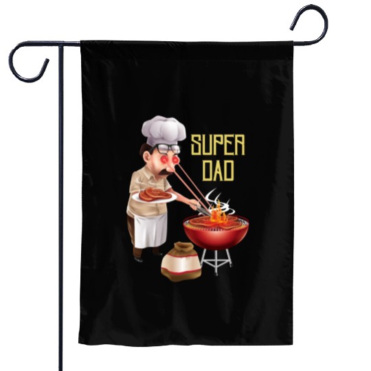 Super Dad Cookout Illustration Super Hero Garden Flags