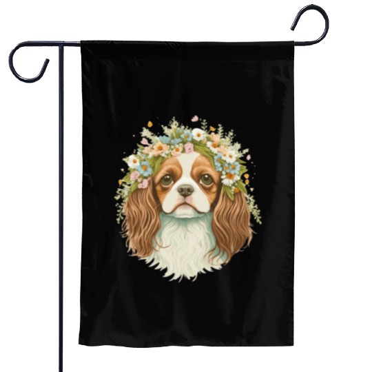 Cute Cavalier King Charles Spaniel Flower Crown Do Garden Flags