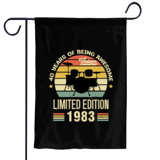 Vintage 1983 Drums 40th Birthday Drummer Garden Flags
