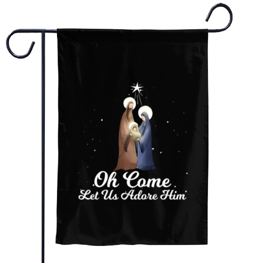 Let Us Adore Him Advent Nativity Scene Garden Flags