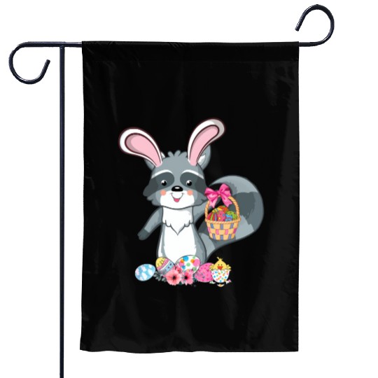 Raccoon Bunny Ears Easter Eggs For Garden Flags