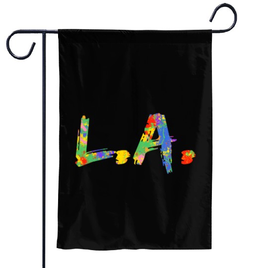 Colorful Los Angeles California Rainbow L A Garden Flags