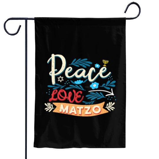 Passover Peace Love Matzo Funny Seder Jewish Holid Garden Flags