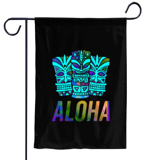 Tiki Aloha Hawaiian Travel Tropical Vacation Garden Flags