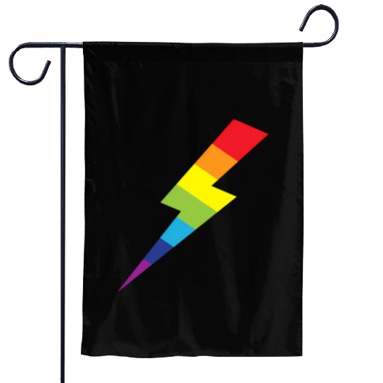 Awesome Rainbow Lightning Bolt Print Garden Flags
