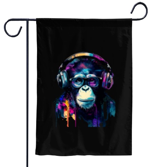 Banksy DJ Monkey with Headphones Garden Flags