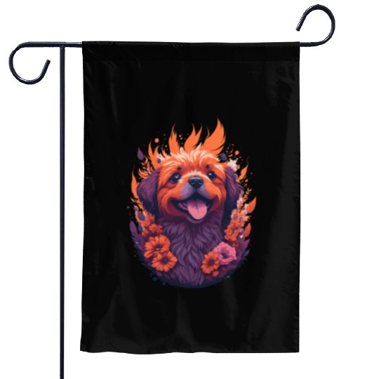 Cute Border Collie Puppy Garden Flags
