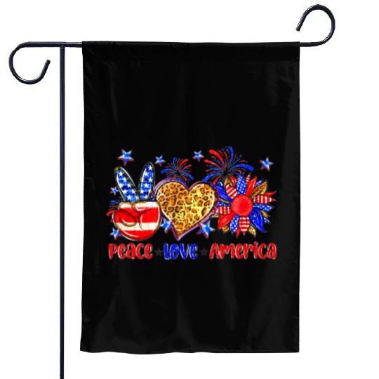 Peace Love America US Flag Fourth Wo 4th Of July P Garden Flags