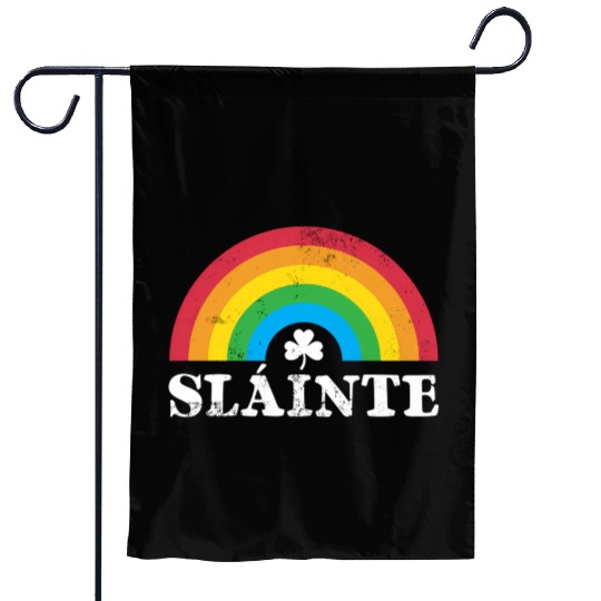 Slainte 80S 70S Rainbow Irish St PatricDay Garden Flags