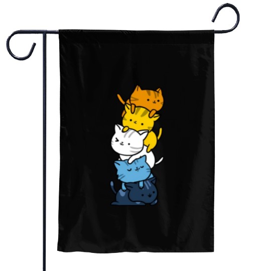 Kawaii Cat Pile Aroace Pride Flag Garden Flags