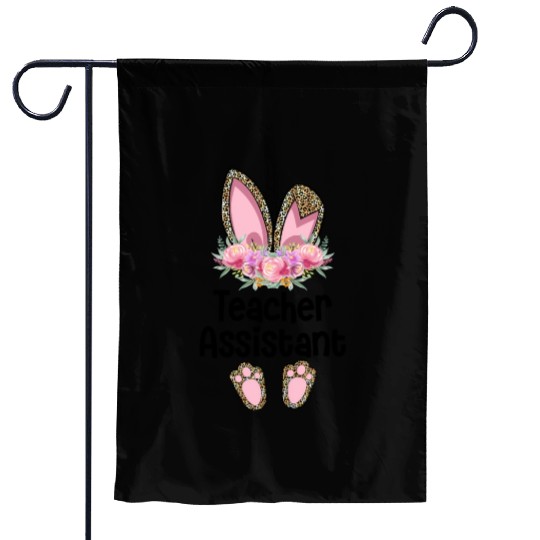 Easter Bunny Ear Teacher Leopard Teacher Assistant Garden Flags