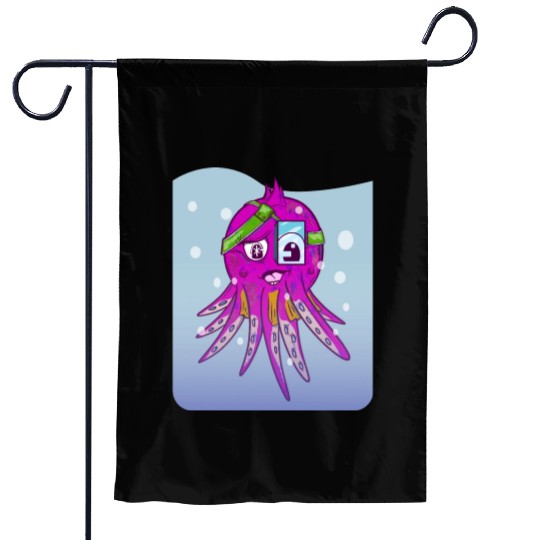 Cute pink octopus Garden Flags
