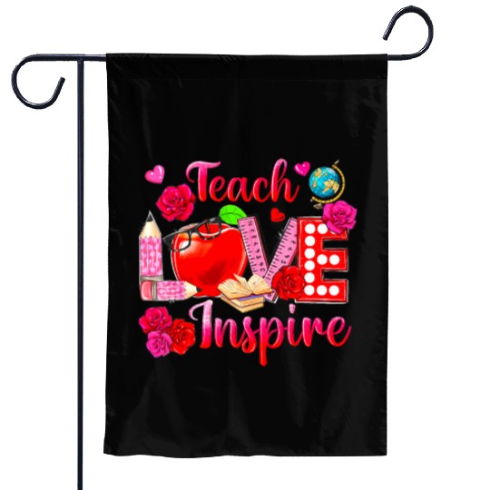 Teacher Love Inspire Floral Pencil Back To School Garden Flags