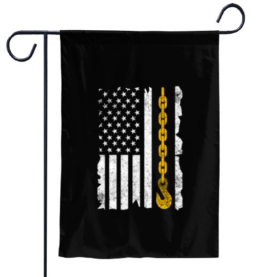 Tow Truck Us Flag Trucking Driver Garden Flags