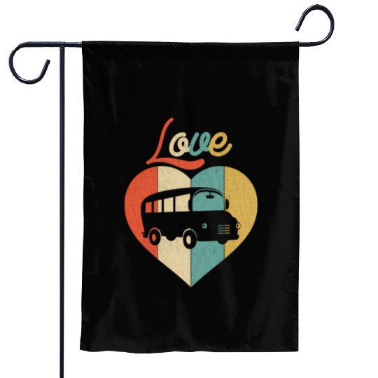 Love School Bus Garden Flags