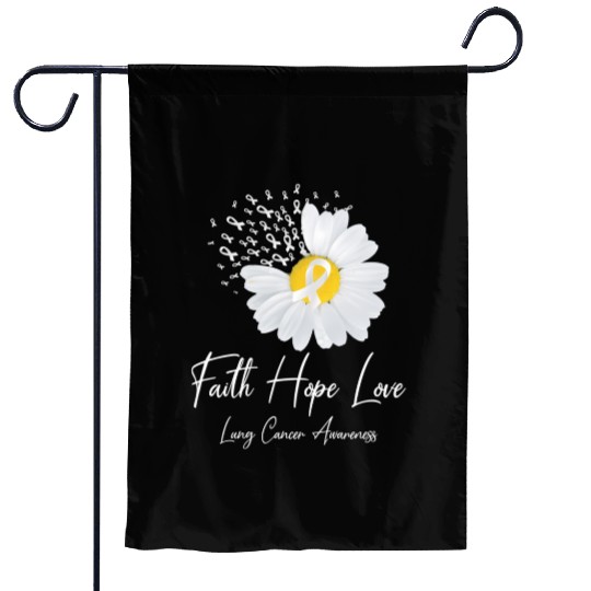 White Flower Ribbon Faith Hope Love Lung Cancer Aw Garden Flags