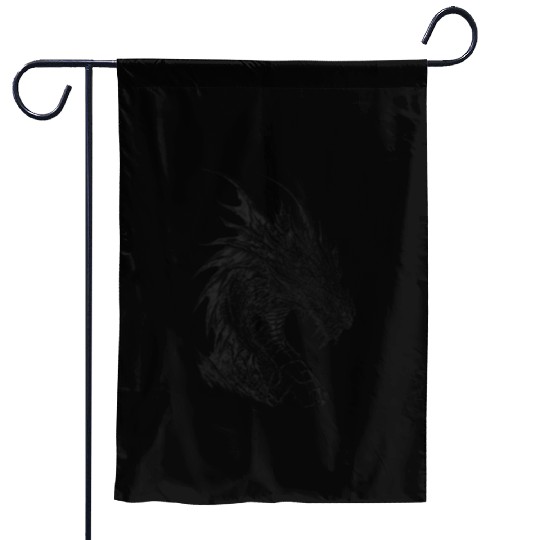 Mythical Dragon. An Epic Grayscale Legend. Garden Flags