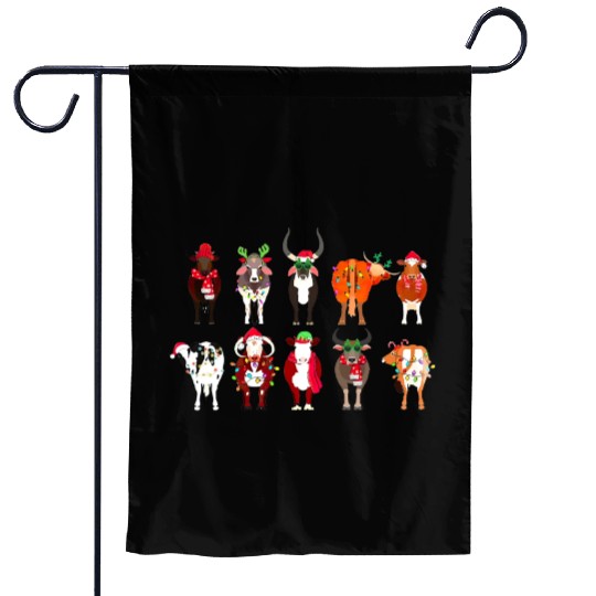Christmas Cows Farmer Heifer Bull Highland Cow Garden Flags