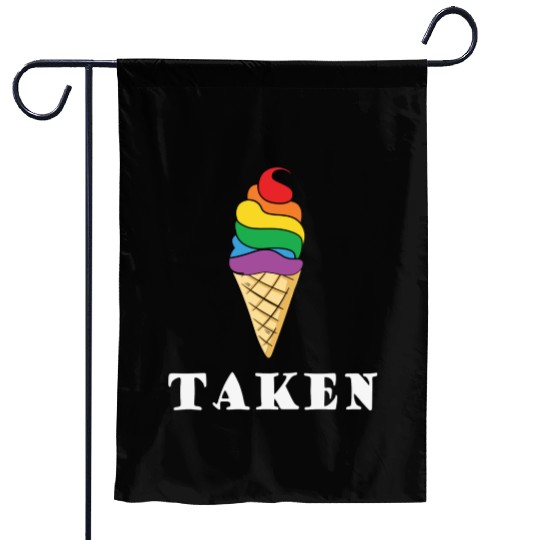 Taken Ice Cream Rainbow LGBT Valentines Garden Flags