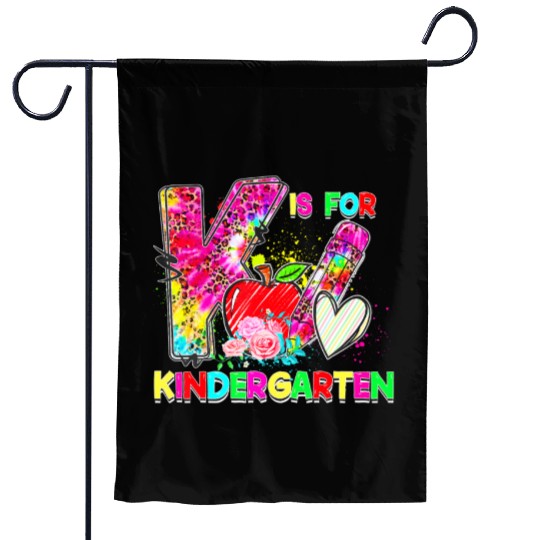 Tie Dye Leopard K Is For Kindergarten Teacher Back Garden Flags