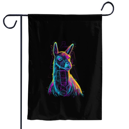 Llama Colorful neon Garden Flags