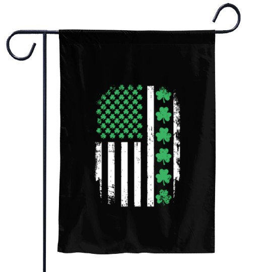 US American Flag With Shamrocks for St Patricks da Garden Flags