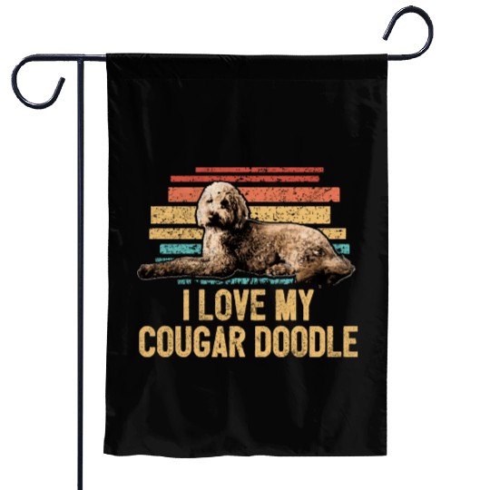 I Love My Doodle Retro Goldendoodle Dog Dad Garden Flags
