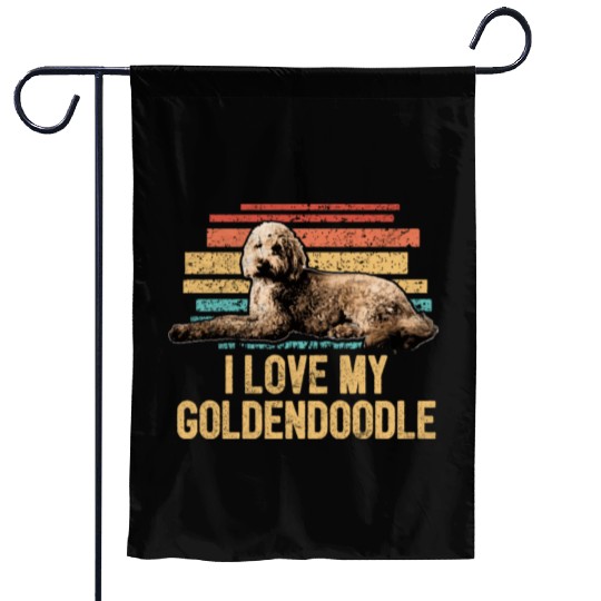 I Love My Goldendoodle Retro Dog Dad Doodle Mama Garden Flags