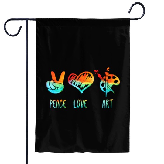 Peace Love and Art Teacher Back to School Art Teac Garden Flags