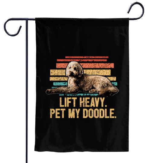 Pet My Doodle Retro Goldendoodle Dog Dad Doodle Garden Flags
