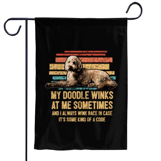 My Doodle Winks At Me Funny Goldendoodle Dog Garden Flags