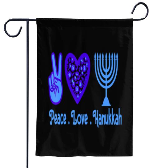 Peace Love Hanukkah 2021 Jewish Menorah Hanukkah C Garden Flags
